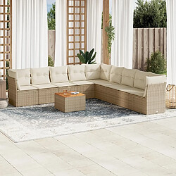 Maison Chic Salon de jardin avec coussins 10 pcs, Ensemble Tables et chaises de jardin, beige résine tressée -GKD122731