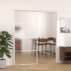 vidaXL Porte coulissante Verre ESG dépoli et aluminium 90x205 cm Blanc