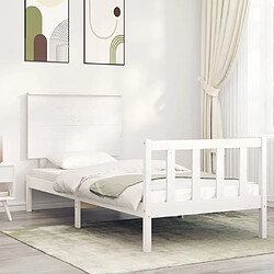 Maison Chic Lit adulte - Cadre Structure de lit avec tête de lit Contemporain blanc 90x200 cm bois massif -MN63592