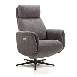 Pegane Fauteuil relax électrique en tissu polyester couleur Gris foncé - Longueur 75 x Profondeur 75 x Hauteur 111 cm