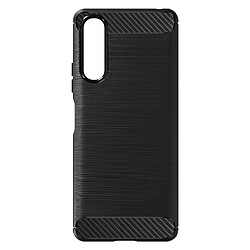 Avizar Coque Sony Xperia 10 IV Renforcée Souple Carbone Effet Brossé Noir