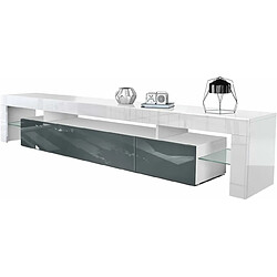 Mpc Meuble TV Blanc Et Gris 189 Cm (hxlxp) : 38 X 189 X 35 Cm