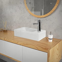 ML-Design Vasque à poser en céramique lavabo avec garniture de vidage blanc 460x260 mm