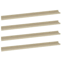 vidaXL Étagères murales 4 pcs chêne sonoma 100x9x3 cm