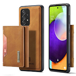 Dg.Ming Coque en TPU + PU anti-chute avec béquille magnétique à trois volets marron pour votre Samsung Galaxy A52 5G/4G