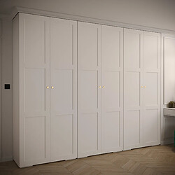 Abiks Meble Armoire à portes battantes Manhattan Ryfel 10 236,7/300/47 6 portes (Blanc)