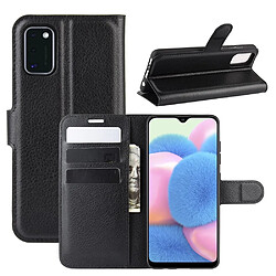 Etui en PU surface de litchi avec support noir pour votre Samsung Galaxy A41