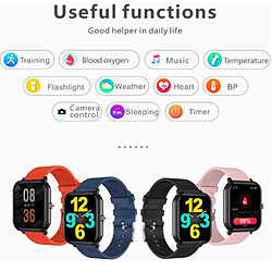 Chrono Montre Connectée Chronus, 1,7 pouces Smart Fitness Tracker Watch Podomètre de surveillance du sommeil, étanche Smart Notification Weather Music Control Watch (Orange)