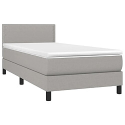 Avis Maison Chic Lit Adulte - Lit simple Lit à sommier tapissier avec matelas moelleux - Meuble de Chambre - Gris clair 90x200 cm Tissu -MN58942