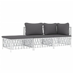 Avis Maison Chic Salon de jardin 3 pcs avec coussins - Table et chaises d'extérieur - Mobilier/Meubles de jardin Moderne blanc acier -MN55873