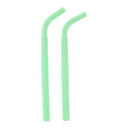 2pcs pailles droites flexibles réutilisables en silicone vert