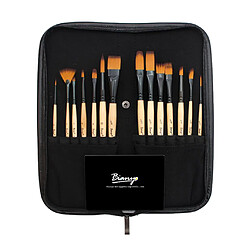 14 pièces / set brosse à cheveux en nylon ensemble avec sac de rangement en toile noir