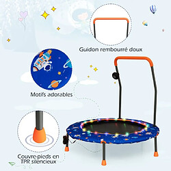 Helloshop26 Trampoline pour enfants diamètre 92cm lumineux avec poignée amovible charge 25 kg pour sports de saut intérieur extérieur bleu 20_0009617