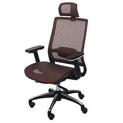 Mendler Chaise de bureau HWC-A20 chaise pivotante, ergonomique, appui-tête, tissu ~ brun rouge