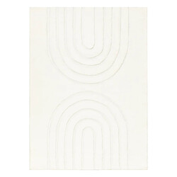 RUGSX Tapis lavable CURVY blanc 11 Arches, structurel, gaufré, peluche 120x170 cm