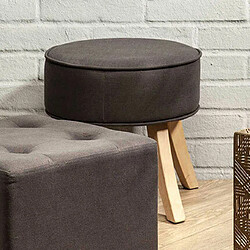 Mes Tabouret rond 36x35,5 cm en tissu gris anthracite et naturel