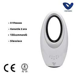 Ventilateur colonne blanc silencieux et oscillant - 50W - Télécommande 3 vitesses - Voltman pas cher