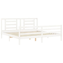 Maison Chic Lit adulte - Cadre Structure de lit avec tête de lit Contemporain blanc 200x200 cm bois massif -MN53038 pas cher