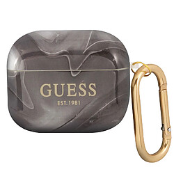 Guess Maroquinerie Guess Coque pour AirPods 3 Marbrée Silicone Rigide avec Mousqueton Noir