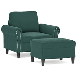 vidaXL Fauteuil avec repose-pied Vert foncé 60 cm Velours