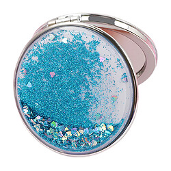 miroir de maquillage double face compact et portatif, miroir grossissant pliant bleu-rond