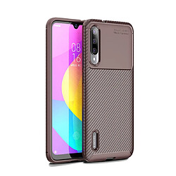 Wewoo Coque Souple TPU antichoc Texture fibre de carbone pour Xiaomi Mi CC9e Brown