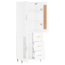 Avis vidaXL Buffet haut Blanc brillant 69,5x34x180 cm Bois d'ingénierie