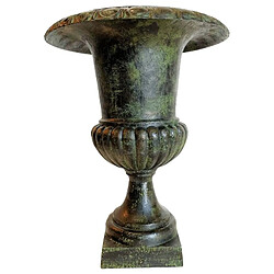 L'Héritier Du Temps Grand Vase XXL Vasque Jardiniere en Fonte Vert Anglais Style Medicis Pot de Fleur 58x58x75cm