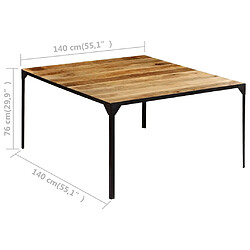 vidaXL Table à manger 140x140x76 cm Bois de manguier massif pas cher