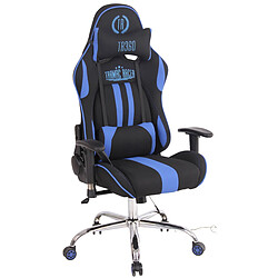 Decoshop26 Fauteuil de bureau gamer design sportif fonction de massage chauffant avec coussins en tissu noir / bleu 10_0002534