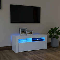 Maison Chic Meubles TV avec lumières LED - Banc TV pour salon blanc 90x35x40 cm -MN10725