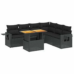 Maison Chic Ensemble Tables et chaises d'extérieur 7pcs avec coussins,Salon de jardin noir résine tressée -GKD151423