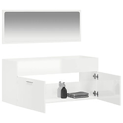 Avis Maison Chic Armoire de bain à miroir,Meuble haut de rangement de salle de bain blanc brillant bois d'ingénierie -GKD816603