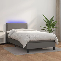 Sommier à lattes et LED,Cadre à lattes de lit avec matelas pour Adulte Gris 90x200 cm -MN50111