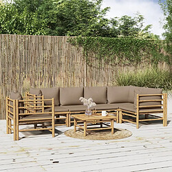 Maison Chic Salon de jardin 7 pcs + coussins - Mobilier/Meubles de jardin - Table et chaises d'extérieur taupe bambou -MN15139