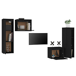 Avis vidaXL Meubles TV 4 pcs Noir Bois massif de pin