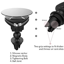 Clip Dash Air Universel Vent Magnétique Voiture Téléphone Mobile Support Noir Monter