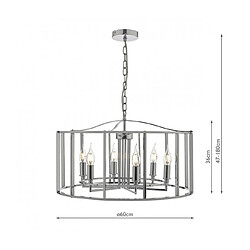 Luminaire Center Suspension Myka Chrome poli 6 ampoules 36cm pas cher