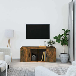 Maison Chic Meuble TV scandinave - Banc TV pour salon Chêne fumé 100x35x40 cm Bois d'ingénierie -MN83178