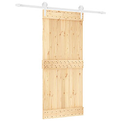 vidaXL Porte coulissante et kit de quincaillerie 90x210 cm pin massif