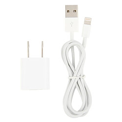 Wewoo Pour iPad, iPhone, Galaxy, Huawei, blanc Xiaomi, LG, HTC et autres smartphone, appareils rechargeables 2 en 1 5V 1A US Plug Chargeur de Voyage Adaptateur + 1m 8-pin Sync Charge Cable, pas cher