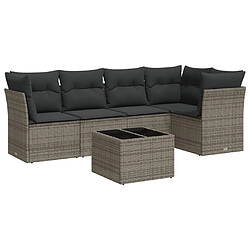 vidaXL Salon de jardin 6 pcs avec coussins gris résine tressée