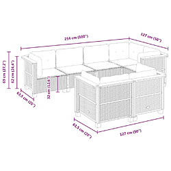 vidaXL Salon de jardin avec coussins 7 pcs beige résine tressée pas cher