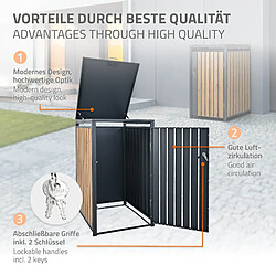 Avis ML-Design Box pour 1 Poubelle, 240L, 68x80x116,3 cm, en Acier, Anthracite/Aspect Chêne, Résistant aux Intempéries, Habillage de Poubelle avec Couvercle Rabattable/Porte, Conteneur Abri Hangar