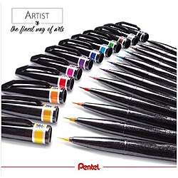 Carlotta Pentel SESF30C Brush Sign Pen Artist Feutre Pinceau Pointe Extra Fine pochette Artist x6 Couleurs