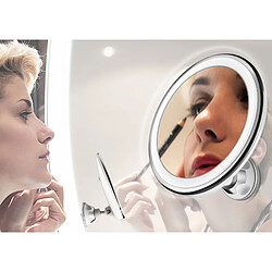 Avis Miroir Maquillage avec Lumière LED 2 Intensités Grossissement 5X, Rotation 360°, , Argent, Adler, AD2168