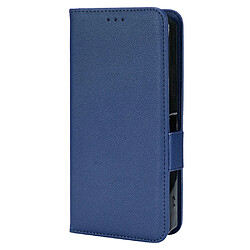 Etui en PU texture litchi avec support, bleu foncé pour votre Oukitel WP15