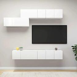 Maison Chic Ensemble de meubles TV 7 pcs | Banc TV Moderne pour salon | Meuble de Rangement - Blanc Aggloméré -MN70111