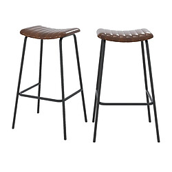 Rendez Vous Deco Tabouret de bar Arsène 77 cm marron (lot de 2)