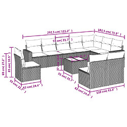 Avis Maison Chic Salon de jardin 11 pcs avec coussins | Ensemble de Table et chaises | Mobilier d'Extérieur gris résine tressée -GKD48306